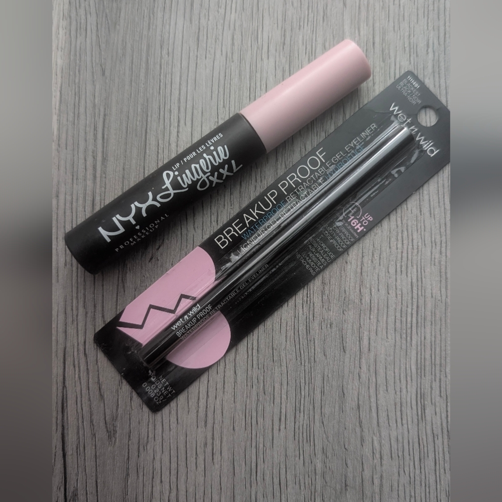 NYX Naughty Noir Black Lipstick + Wet n Wild Eyeliner Goth Makeup NWT